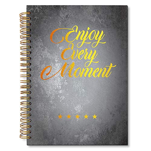 Motivational Quote Journal Gift for Student Coworker Friend 6.2 x 8.25 Enjoy Every Moment Inspirational Notebook Diary Gift for Women Men Teens Hardcover Gold Foil Words 160 Lined Pages 